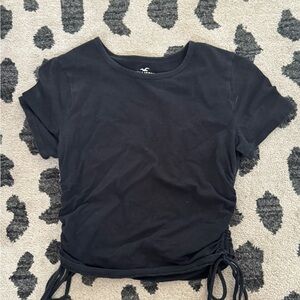 Hollister Black Ruched Crop T-Shirt